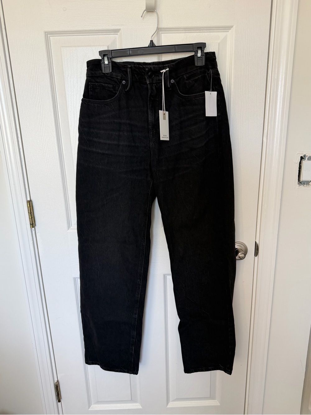 Good American Black Relaxed Mid-Rise Jeans